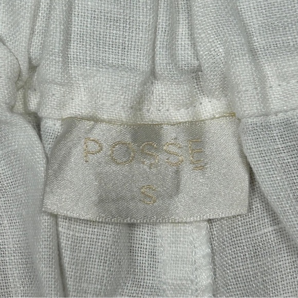 Posse Women’s White 100%Linen Paperbag Waist Wide Leg Pants Size S Summer Casual - Picture 5 of 15